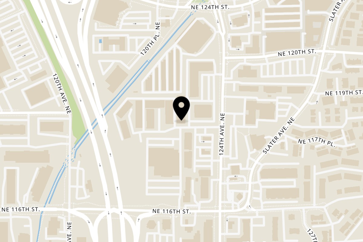 Map showing the location of Kabab House on 12041 124th Ave NE in Kirkland